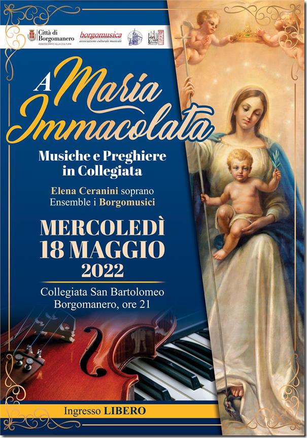 Manifesto del concerto A Maria Immacolata, con la Madonna e il Bambino